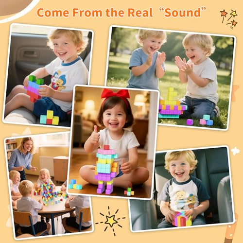 Image of Magnetic Blocks Large, 56PCS 1.42in Magnetic Building Blocks for Kids Ages 4-8, STEM Sensory Travel Autism Montessori Toys for Toddlers, Learning Construction Magnetic Cubes for Birthday Gift