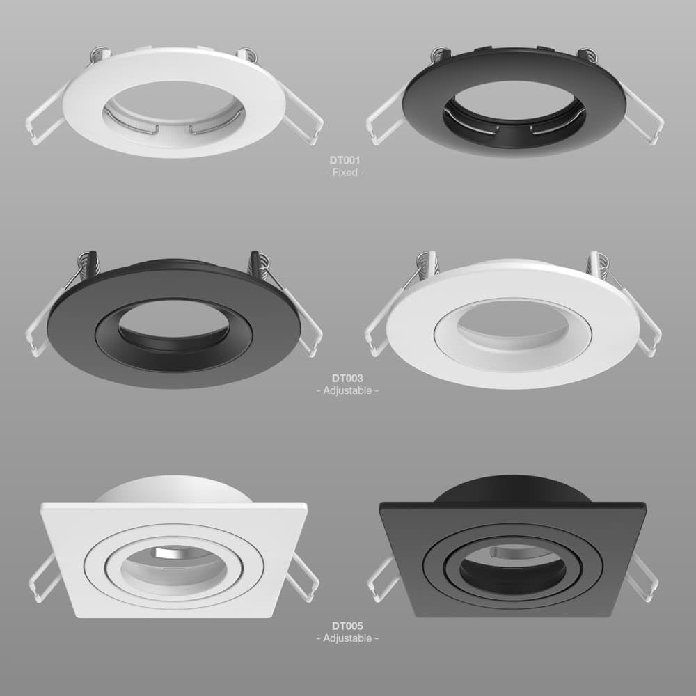 TRAXON LUXPOINT® Aro Circular Orientable DT002 para bombilla LED GU10 Marco de Bombilla Aluminio Corte techo Ø75mm (Negro, Pack 10 und)