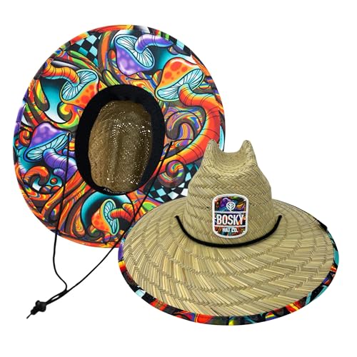 Shrooms River Lake Beach Sun Shade Straw Hat Multicolored