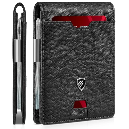 Image of RUNBOX Mens Slim Wallet with Money Clip RFID Blocking Bifold Credit Card Holder for Men with Gift Box