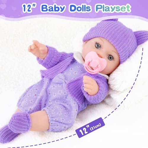 Muñeca bebé con mochila y accesorios de 12 pulgadas miniatura 3
