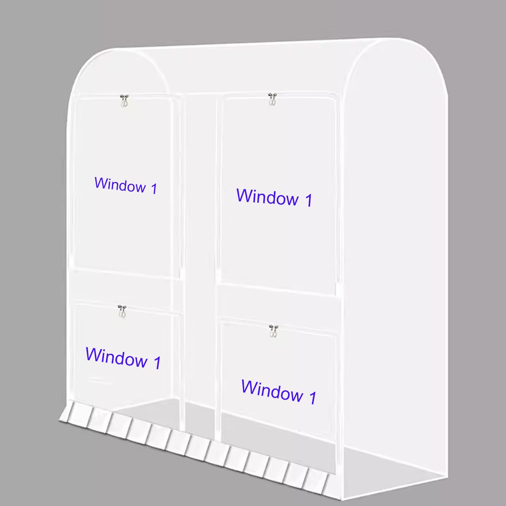 Funda Transpirable para Perchero de 1,2 m/1,5 m/1,6 m, a Prueba de Polvo, con Cremallera y 4 Ventanas Transparentes de PEVA, para Abrigos, Trajes y Vestidos (Blanco, 150 x 50 x 150 cm).