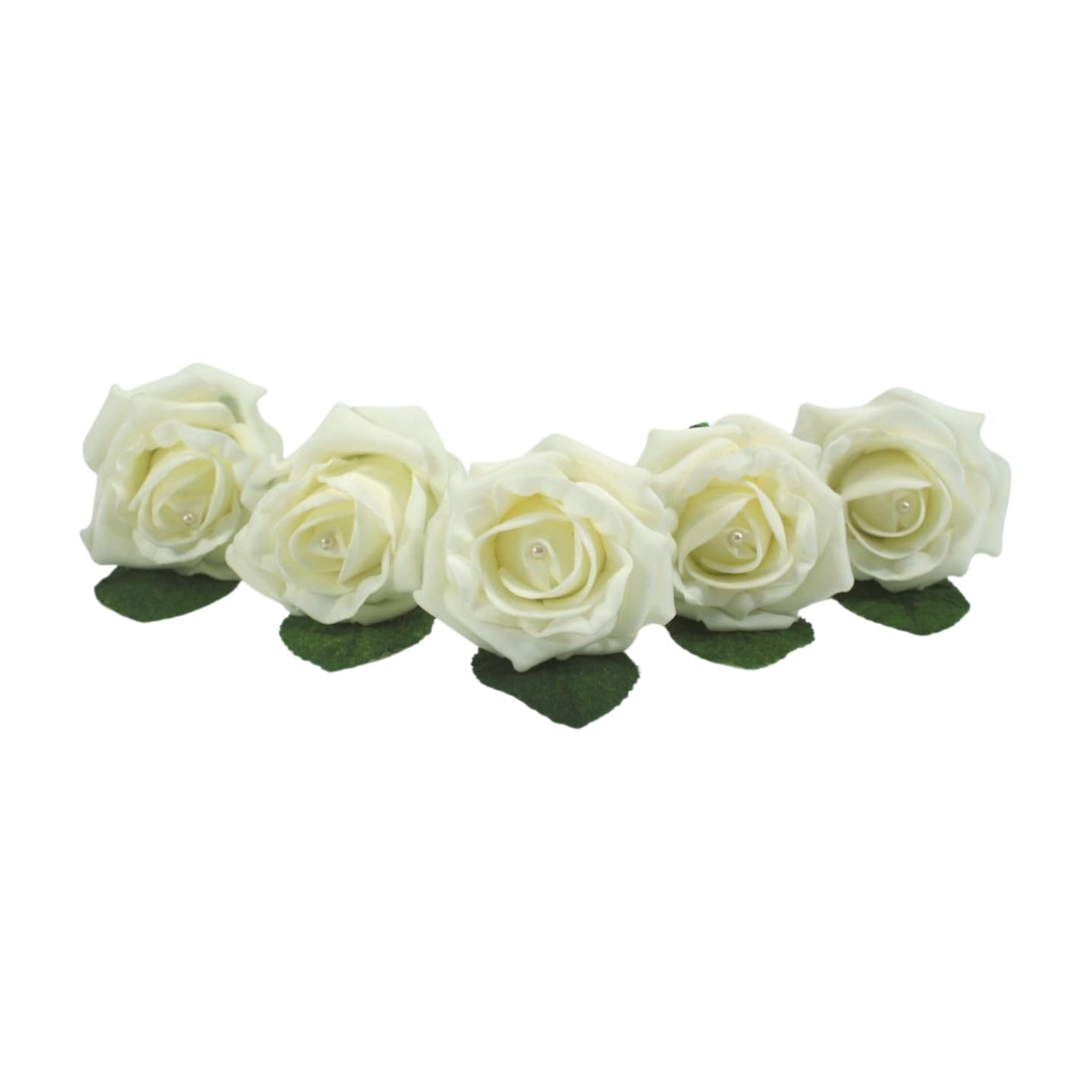 Shimmer-hj 20 Ivory Handmade Rose Buttonholes with Pearl - Artificial Flower Boutonniere & Corsage for Weddings, Proms, Bride, Groom, Bridesmaid & Guests — image 1
