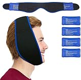 Face Ice Pack - Easy to Use as Wisdom Teeth Ice Pack, TMJ Relief Products, Jaw Pain – Hot & Cold Therapy for Chin, Headaches, Post Surgery Treatment - Adjustable Face Wrap Includes 4 Gel Packs