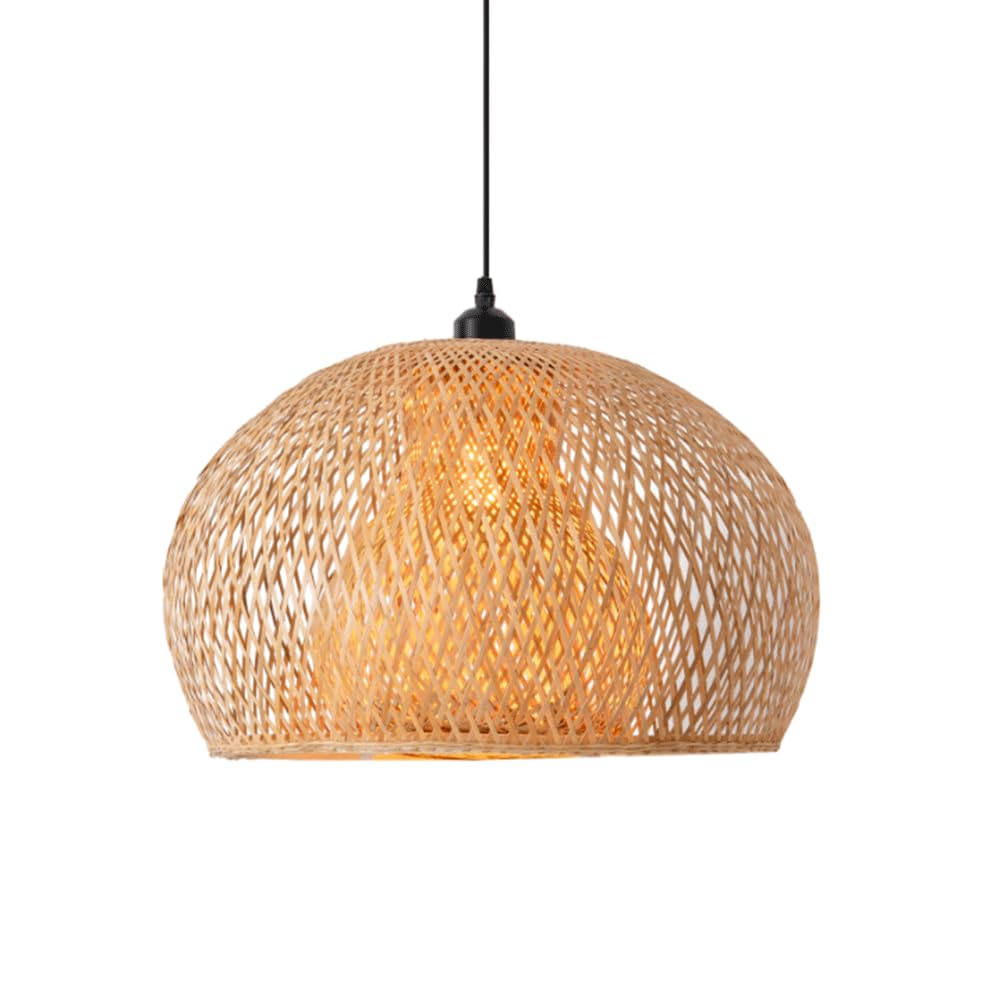 YNAHZAOK Bamboo Weaving Pendant Light Boho Hand Woven Chandelier for Restaurant Tea Room Creative Chinese Style Bamboo Hanging Lamp Retro Natural Materials Lampshade Kitchen Island Light Fixture