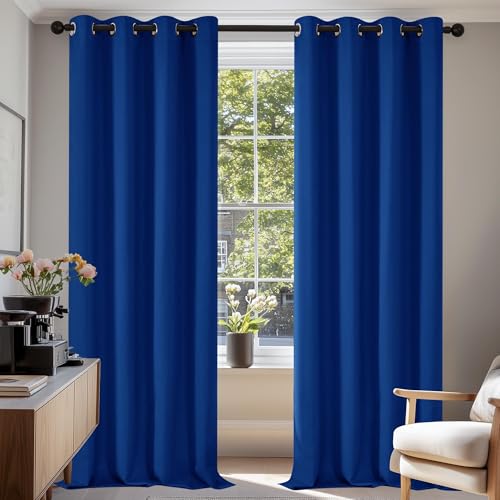 Deconovo Cortinas Opacas 2 Piezas para Dormitorio Salón Modernas, Aislantes Térmicas y Reducción de Ruido, EcolóGicas Certificadas,140 x 245 cm - Azul Oscuro