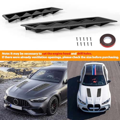 Image of Car Hood Vent louvers Cold Air Flow Intake, Hood Scoop Air Vent Cover, Bonnet Cooling Trim Black Air Intake Panel Cover Car Exterior Trim for Auto Repair Shop Hood Panel Trim,Dodge Ram,F-150
