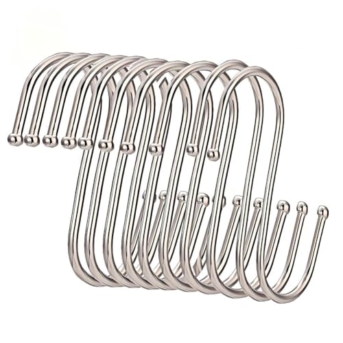 RQzaufania 10 Piezas Grande Ganchos en Forma de S, Ganchos de Acero Inoxidable para Cocina, Colgantes de 12 cm, Multifuncionale, Resistentes para Baño, Salón, Dormitorio y Cocina (Plata)