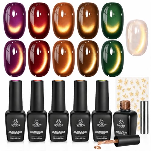 Beetles Fall Cat Eye Gel Nail Polish Set, Gilded Lull 6 Colors Gel Polish