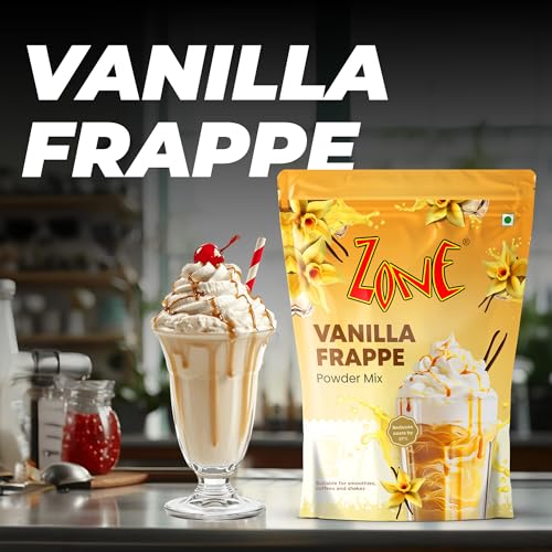 Image of Zone Vanilla Frappe Powder | Premium Cafe-Style Frappe Base for Cold Coffees, Milkshakes, Frappes, Iced Coffees & Desserts | Smooth & Creamy Instant Frappe Premix Powder | 1kg Pack - More Servings, Perfect For Cafe Restaurants & Professional Use