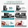 3M Adhesive No Drill Curtain Rod Brackets - Heavy Duty 30LB Holders for Bathroom Bedroom Kitchen, Universal Damage-Free Window Rod Hooks with Nail-Free Installation (4PC Black) #4