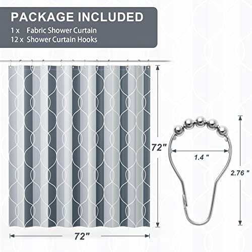 Amazerbath Shower Curtain, Geometric Grey Fabric Shower Curtain Set With 12 Shower Curtain Hooks, Western Hotel Quality Washable Farmhouse Polyester Cloth Fall Bathroom Shower Curtains, 72X72 Inches #TOP2