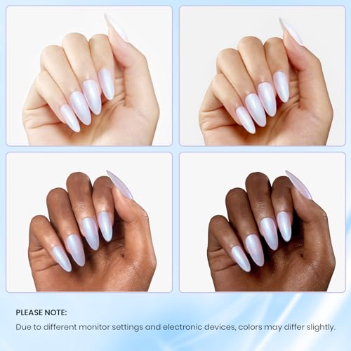 Image of Beetles Pearl Gel Nail Polish - Swirling Clouds 15ML Pearl White Gel Polish Shimmer Mermaid Iridescent Pearlescent Nail Polish Soak Off Uv LED Lamp Need Manicure Salon DIY Nail Art Gift for Women