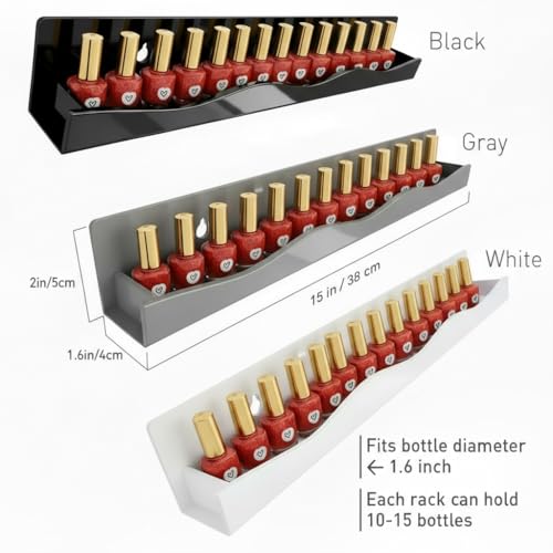 6 Pack Nail Polish Rack, 15-Inch Wall-Mounted Acrylic Shelves