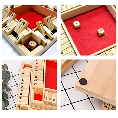 Shut The Box juego de mesa clásico de madera para 2-4 jugadores miniatura 2