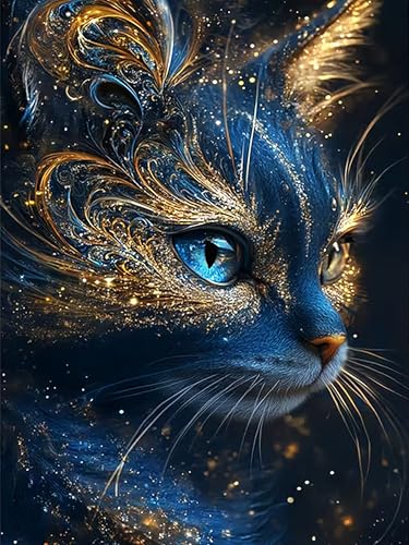 APTDYIGL 5D Black Cat Diamond Painting Kits for Adults Beginner DIY Cat Diamond Art Kits for Adults Round Full Drill Diamond Dots with Gem Art Kits Home Wall Decor 12X16inch