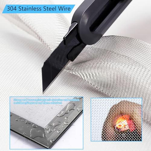 Filter Screen Sheets，304 Edelstahl Metall Drahtgitter Feinmaschig für Türen Mäuse Insekten und Schlangen, Drahtgeflecht Insektenschutzgitter, Kellerfenster, fenstergitter (30x250cm)