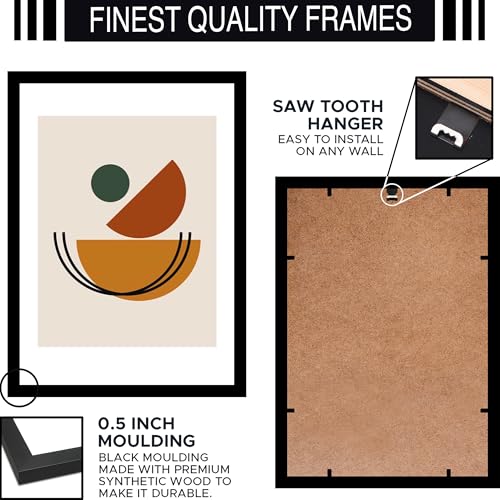 Image of BLINKART Vintage Bauhaus Retro Geometric Aesthetic Poster Gallery | Colorful Wrap Framed For Home Office Studio Living Room Modern Art Studio Decoration Abstract Shapes | (d62) | 13x10 Inch
