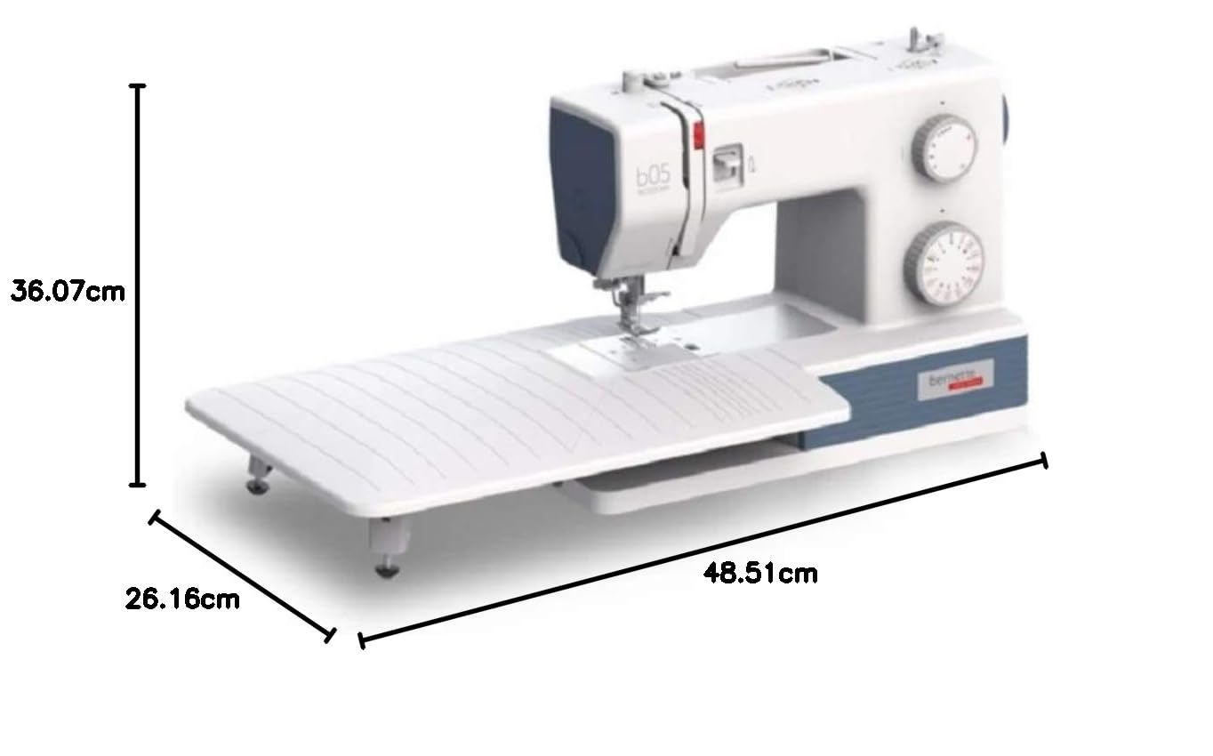 Bernette b05 ACADEMY Heavy Duty High Speed Electric Sewing Machine with Extension Table & Accessory Kit, 97 Stitch Applications, Swiss Design by Bernina Switzerland, White and Blue — Amazon image 8