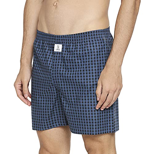 Image of Longies Cotton Mens Boxers Pack of 3 Regular Printed Shorts (LGBOXPO3VOO3 Black,White,Black3406 M)