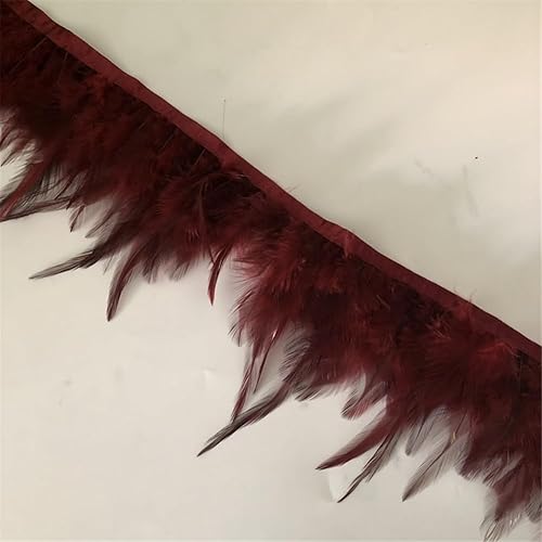 10M teñido pluma natural adornos altura 4-6 pulgadas Reak gallo Hackle plumas cintas de encaje rojo vino
