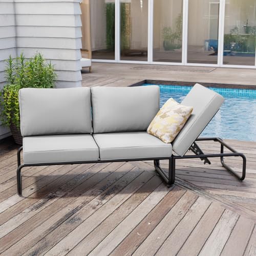 CONCEPT USINE | Canapé de Jardin Modulable 2-3 Places Sorrento | Aluminium Gris Anthracite | Pouf Inclinable Convertible en Table | Coussins Épais 10 cm |...