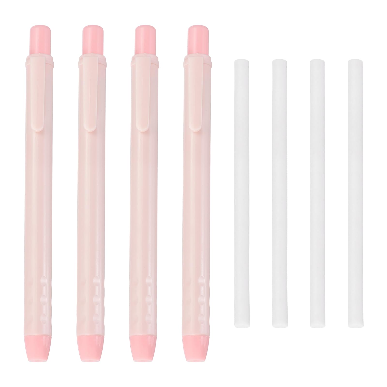 PATIKIL 4+4Pcs Retractable Eraser Pen, Soft Cute Pencil Erasers with 4 Replacement Rubber Refills for Office Home Writing Painting Sketching Artists Teacher Pencils, Light Pink TPE