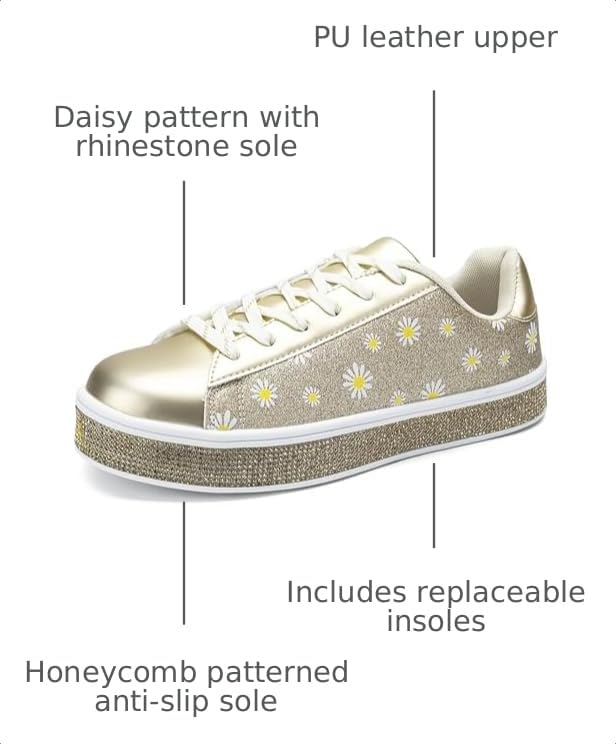 Image of UUBARIS Women's Glitter Tennis Sneakers Neon Dressy Sparkly Sneakers Rhinestone Bling Wedding Bridal Shoes Shiny Sequin Shoes