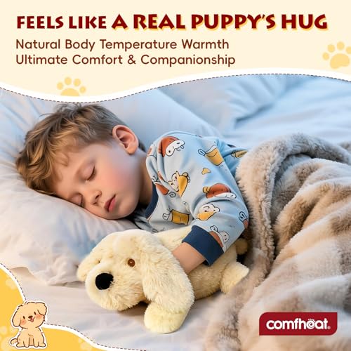 Image of Microwave Heating Pad for Pain Relief, Microwavable Stuffed Animal | Hot Compress for Period Cramps Muscle, Plush Heating Pad Moist Heat Pack, Washable, Golden Retriever Dog, Gift for Girl Women