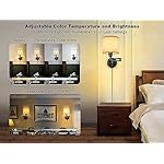 Plug in Wall Sconces with Remote Control, Dimming 10%-100% & Adjustable Colors 2700K-6500K, Hardwire or Plug-in, Swing Arm Wall Lamp with Linen Fabric Shade, Wall Sconces Set of Two, Black Finish - Image 2