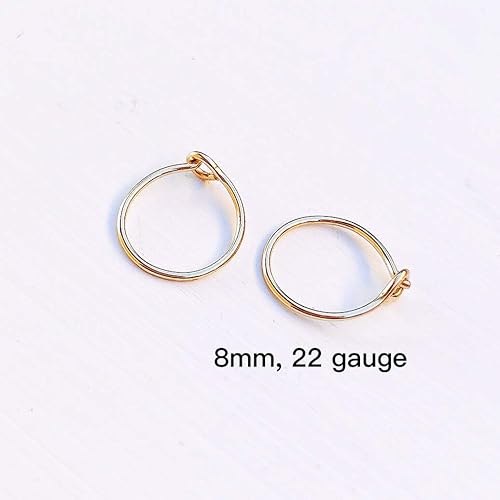 Miniatura 8 de Aretes de aro pequeños y finos para mujer, chapados en oro de 14 quilates o plata de ley, aretes de aro de oro hipoalergénicos ligeros Chapado