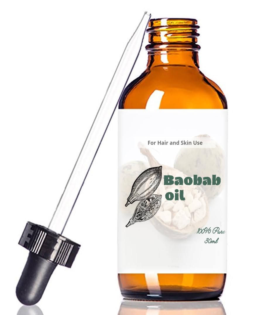 Baobab oil - Organic- 100% pure oil- cold pressed - for skin care and hair- for healing and massage -30ml