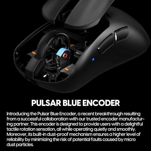 Pulsar Gaming Gears Xlite V3 Wireless Gaming Mouse - Ultra Lightweight 55g, Right Hand, 2.4GHz, 1KHz Polling Rate, PAW3395 26K DPI Sensor, Up to 100 Hours of Battery Life - Black - 5