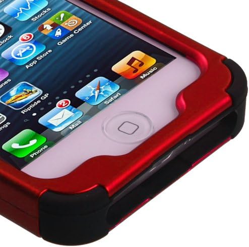 MYBAT IPHONE5HPCTUFFSO006NP Premium TUFF Case for iPhone 5 - 1 Pack - Retail Packaging - Titanium Red/Black