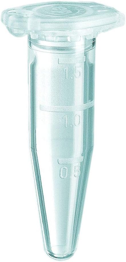 022363204 Polypropylene Safe-Lock Graduated Microcentrifuge Tube, 1.5mL Capacity, Clear (Case of 500 Tubes)