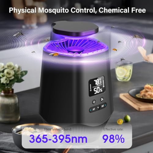 Image of Fruit Fly Traps for Indoors, Smart Fly Trap Indoor Bug Zapper Gnat Traps for House Indoor with Temperature and Humidity Sensor, 10PCS Sticky Boards Black 001