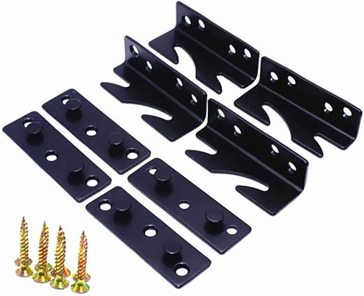 Bed Rail Bracket - Black Heavy Duty Non-Mortise Bed Rail Bracket Bed Rail Fasteners,Set of 4 (Screws Included)