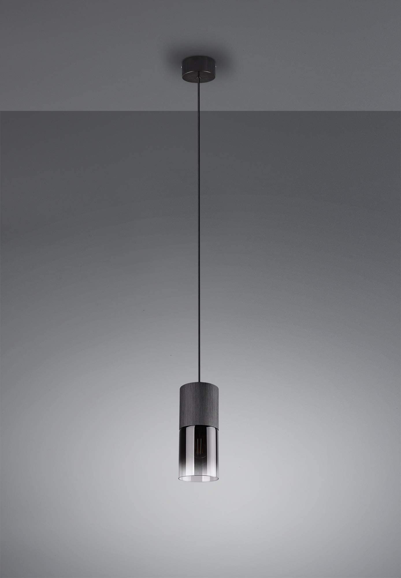 Trio Leuchten 310600132 Robin - Lampadario in vetro, colore: grigio fumo, 1 x E27 (non inclusa) lampadario 1 punto luce nero opaco