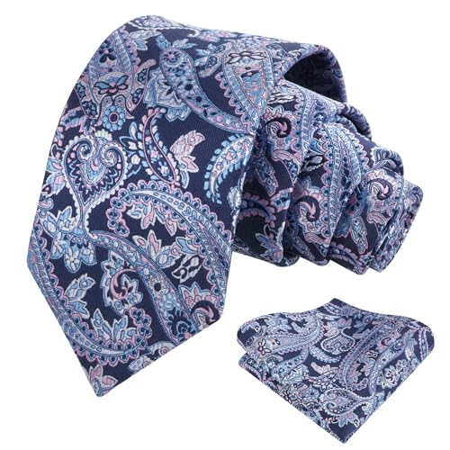 Image of Alizeal Mens 3.15'' Vintage Paisley Tie Pocket Square Set | Elegant Perfect for Banquet Wedding and Party