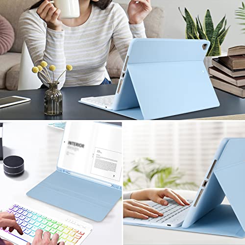 Ipad Keyboard Case 10.2 Inch 9Th Gen And Ipad 8Th Generation 2020 / Ipad 7Th Gen 2019, Ipad 9Th Generation Keyboard Detachable Wireless Keyboard With Pencil Holder,Ipad Keyboard Cover 9Th Gen(Blue) #TOP5