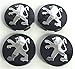 4x PEUGEOT 60mm Nabenkappen Nabendeckel Radkappen Felgendeckel SCHWARZ CHROM (60mm)