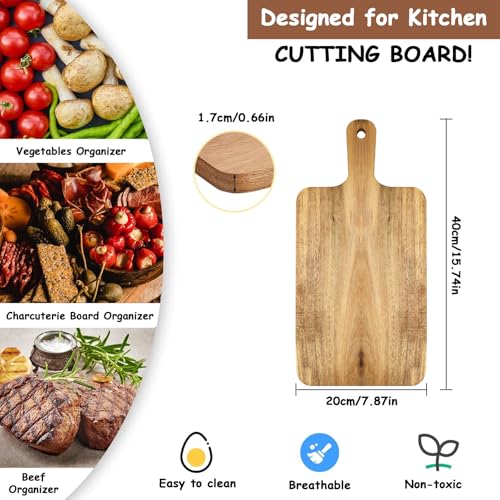 10 Piezas Tabla de Cortar de Madera de Acacia con Mango miniatura 2