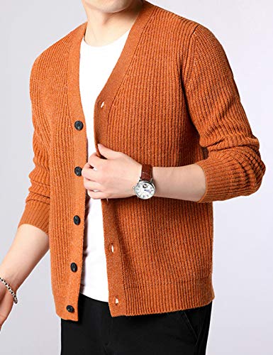 HaoMay Men's Classic Casual Button Down V Neck Knitted Basic Cardigans Sweater2