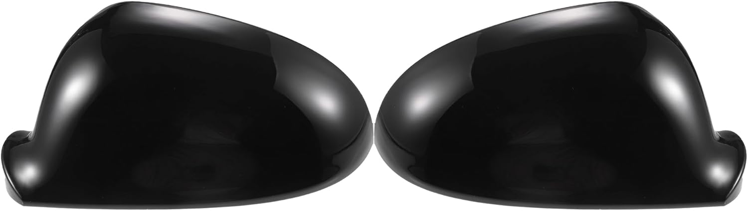 X AUTOHAUX Pair Car Rear View Driver Passenger Side Mirror Cover Cap Replacement Gloss Black for Volkswagen Golf 5 GTI Jetta MK5 Passat B6 Sharan for Skoda Mirror Guard Covers Decoration Trim