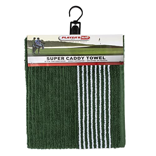 Player's Aid Super Caddy Towel - Forest Green/White Stripe