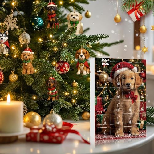 Countdown Calendar - 2D Acrylic Dog Pendant - 24 Days Dog Christmas Decor | for Holiday, Window, Door, Wall, Party - Image 4