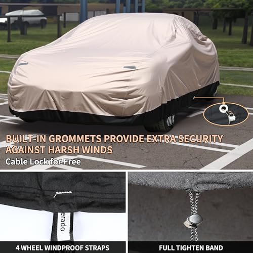 Image of Car Cover Waterproof All Weather for Coupe Sports Sedan, Outdoor Oxford Heavy Duty Car Cover with Lock, Rain Snow Sun Protection Full Exterior Car Covers Universal Fit for Coupe (173 inch-182 inch)