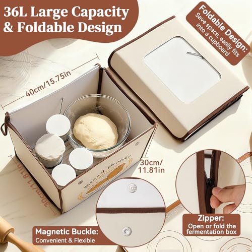 Folding Bread Proofing Box with Temp Control (50-113℉) & 48H Timer, Sourdough Proofer Box with Stainless Steel Rack, 4 Preset Modes Dough Proofer for Sourdough, Making Bread,Yogurt,Pizza,Kombucha -M — view 5