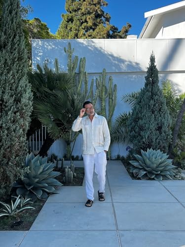 Mojito Men’s Plus Size 100% Linen Guayabera Shirt – Two Pockets, Embroidered Detail2