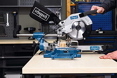 Scheppach Kappsäge HM90MP für Holz, Alu, Stahl, Kunststoff, Kupfer - Multifunktions Kapp-Zug-Gehrungssäge 1700W mit 2 Geschwindigkeiten (Ø216 mm Sägeblatt, Schnittleistung von 340 x 65 mm) – Bild 5